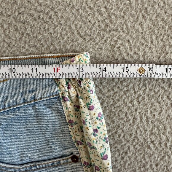 Vintage Beverly Hills Denim Shorts High Waist Patchwork Boho Festival - Picture 3 of 13